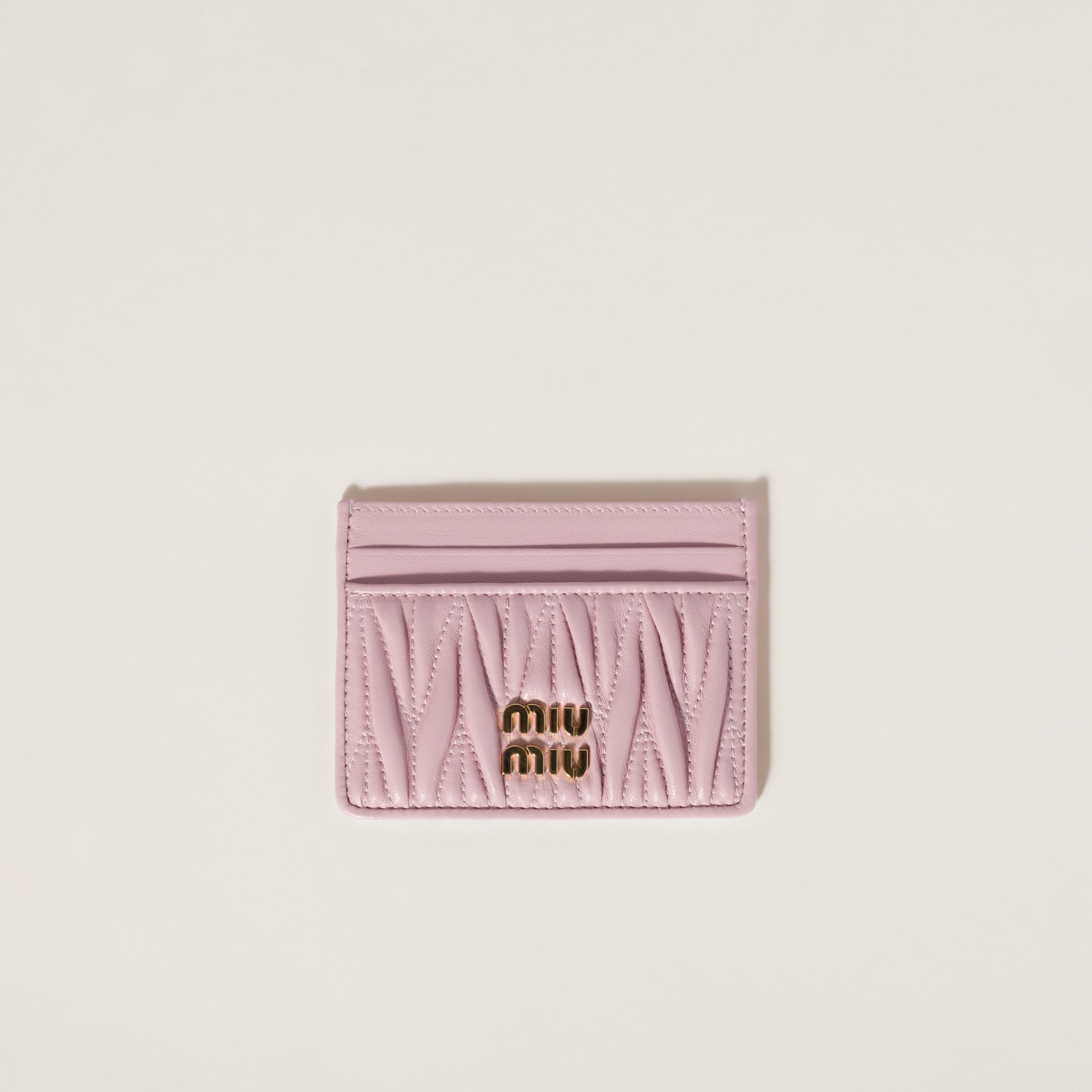 Matelassé nappa leather card holder