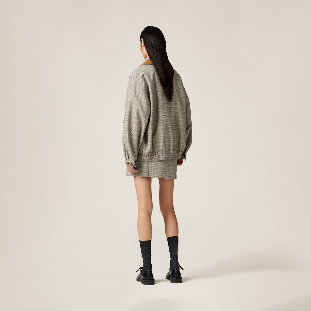 Checked double weave blouson jacket