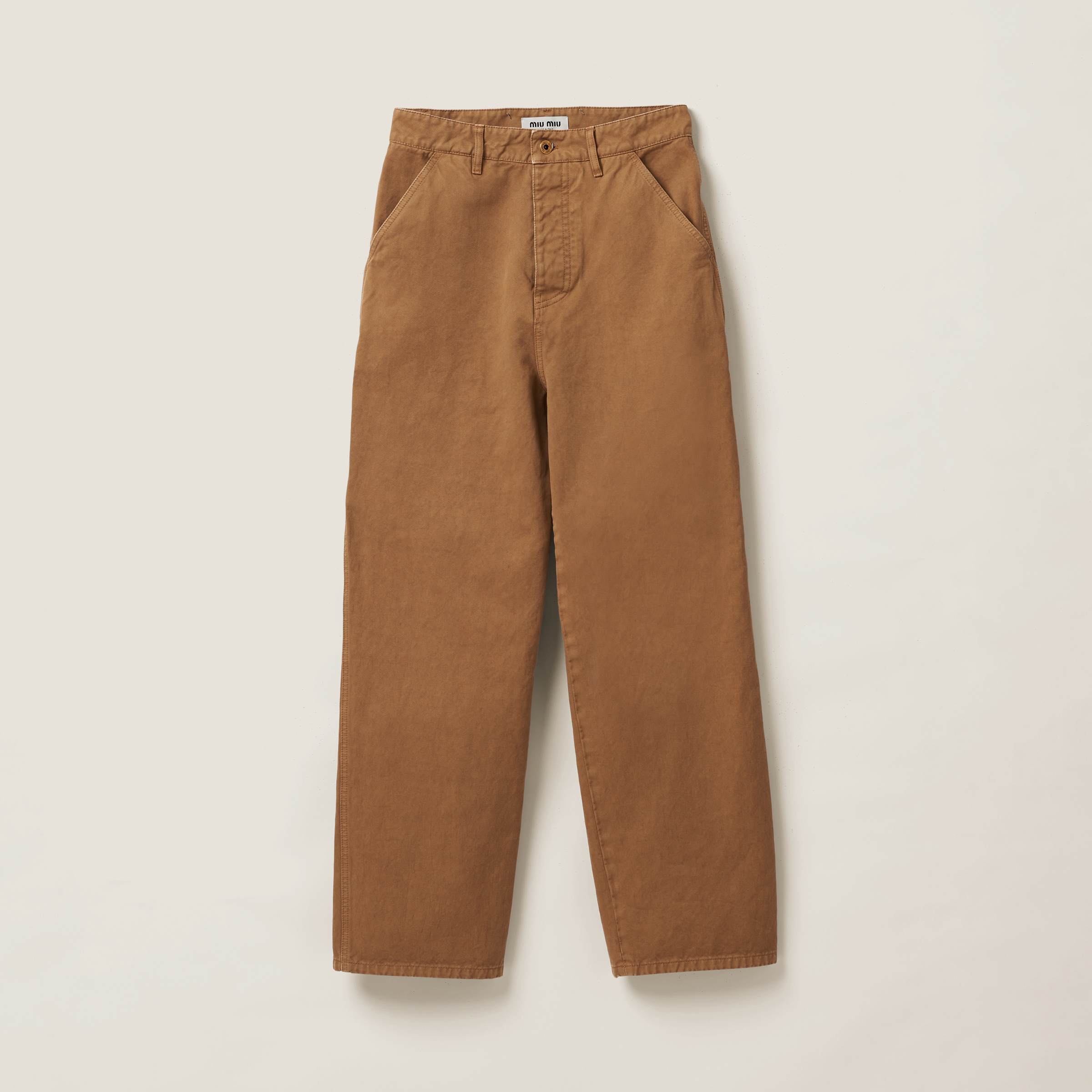 Garment-dyed gabardine pants