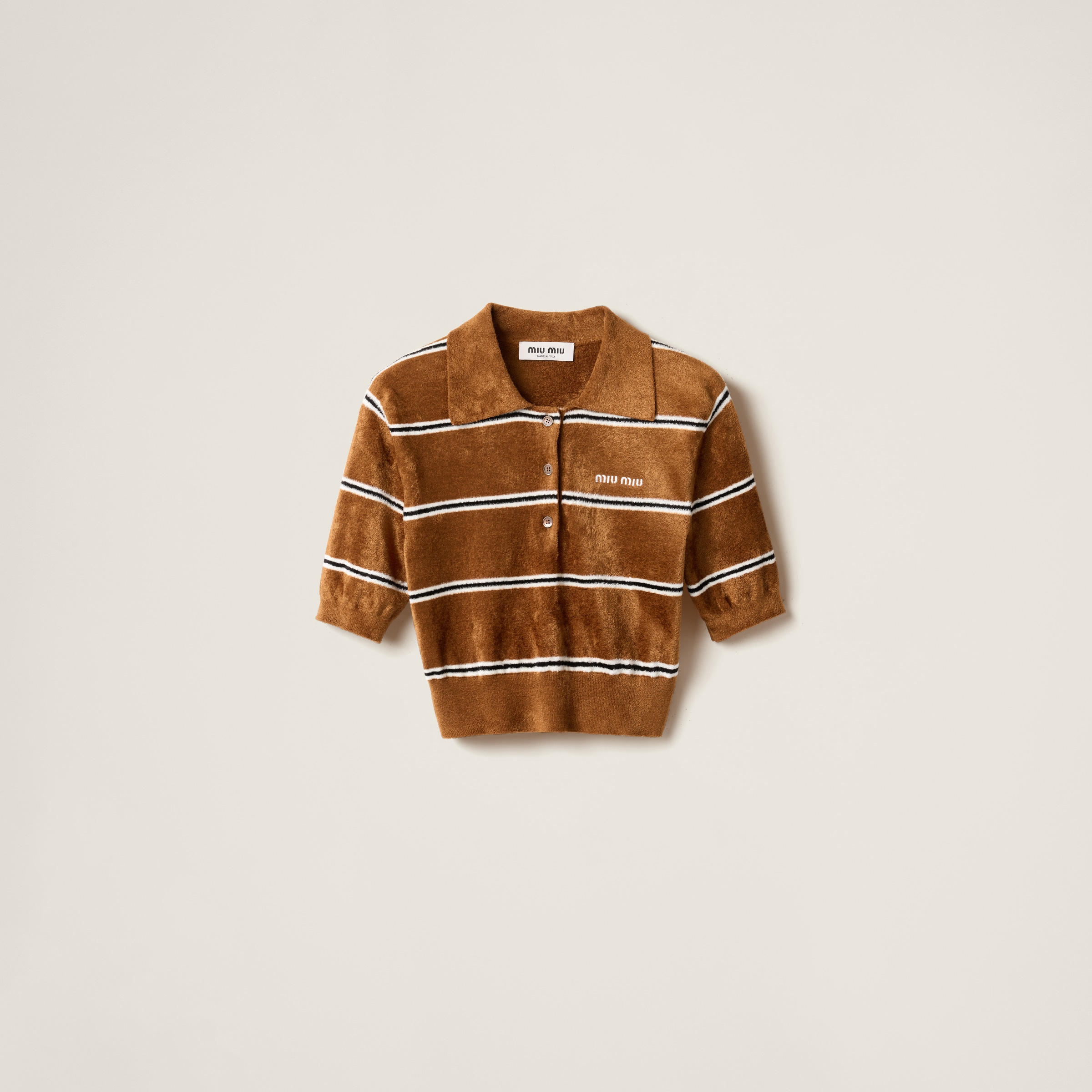 Striped viscose polo shirt