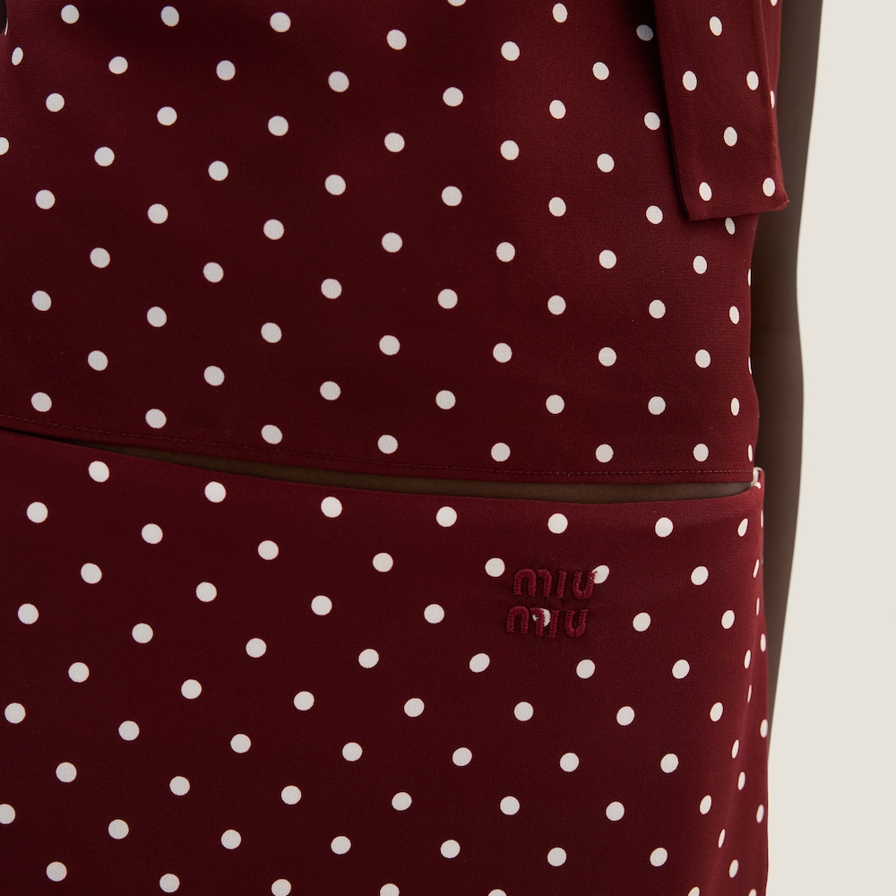 Polka-dot crepe de chine skirt