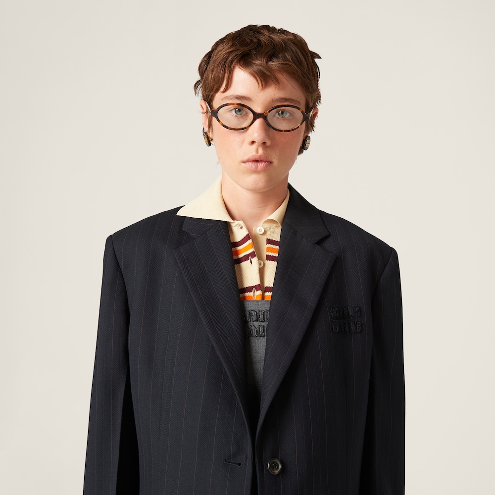 Single-breasted pinstripe jacket
