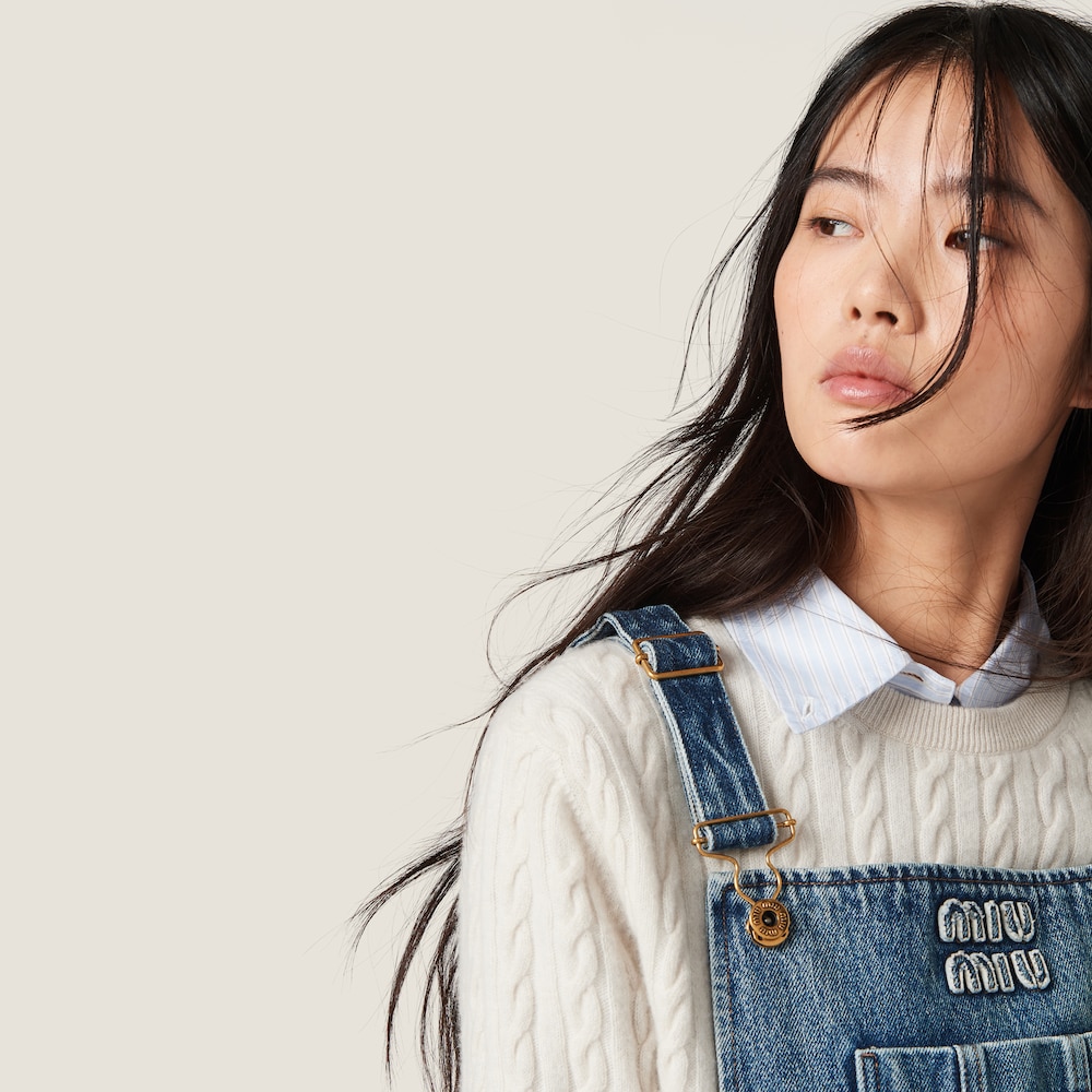 Denim bib mini-dress