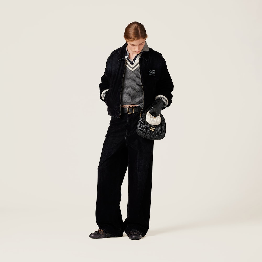 Washed flocked chambray pants