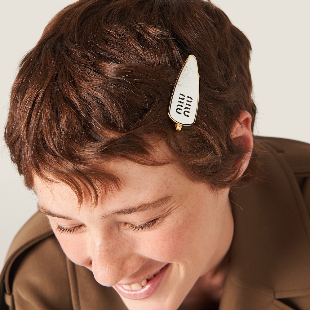 Enameled metal hair clip