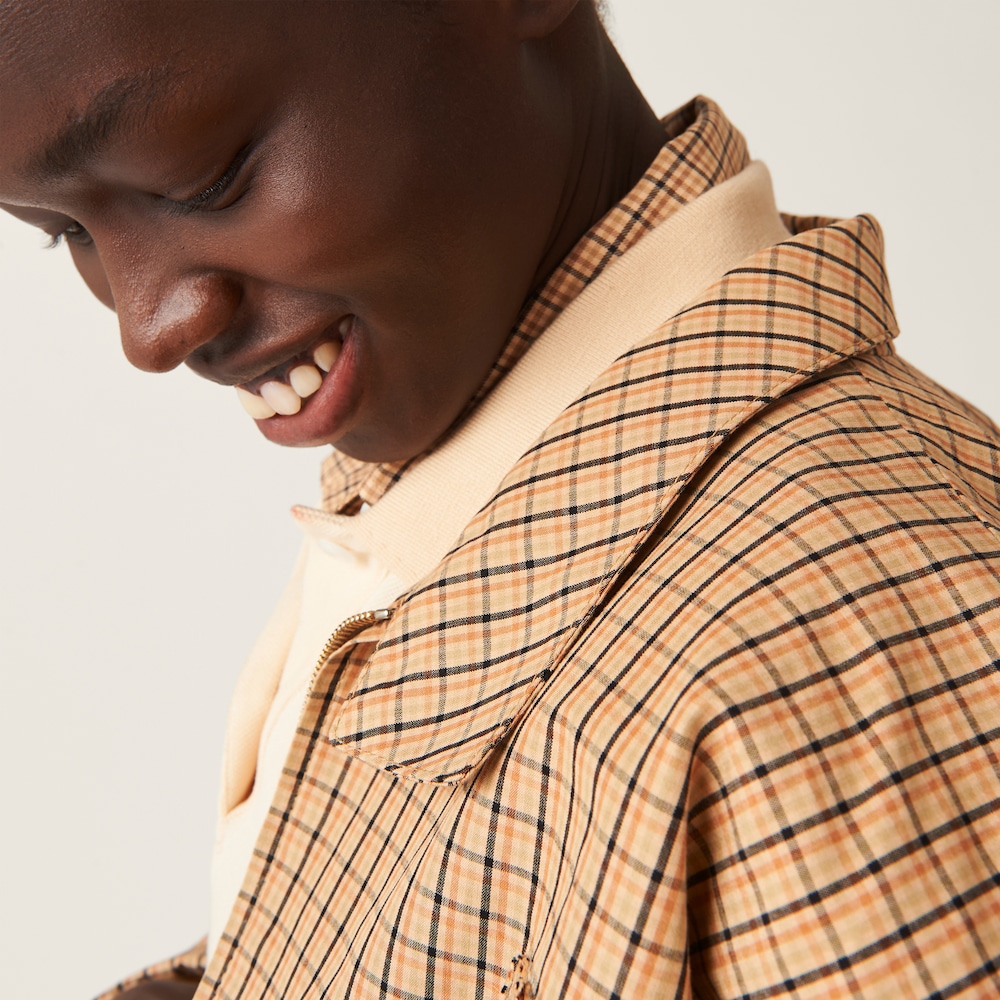 Checked canvas blouson jacket