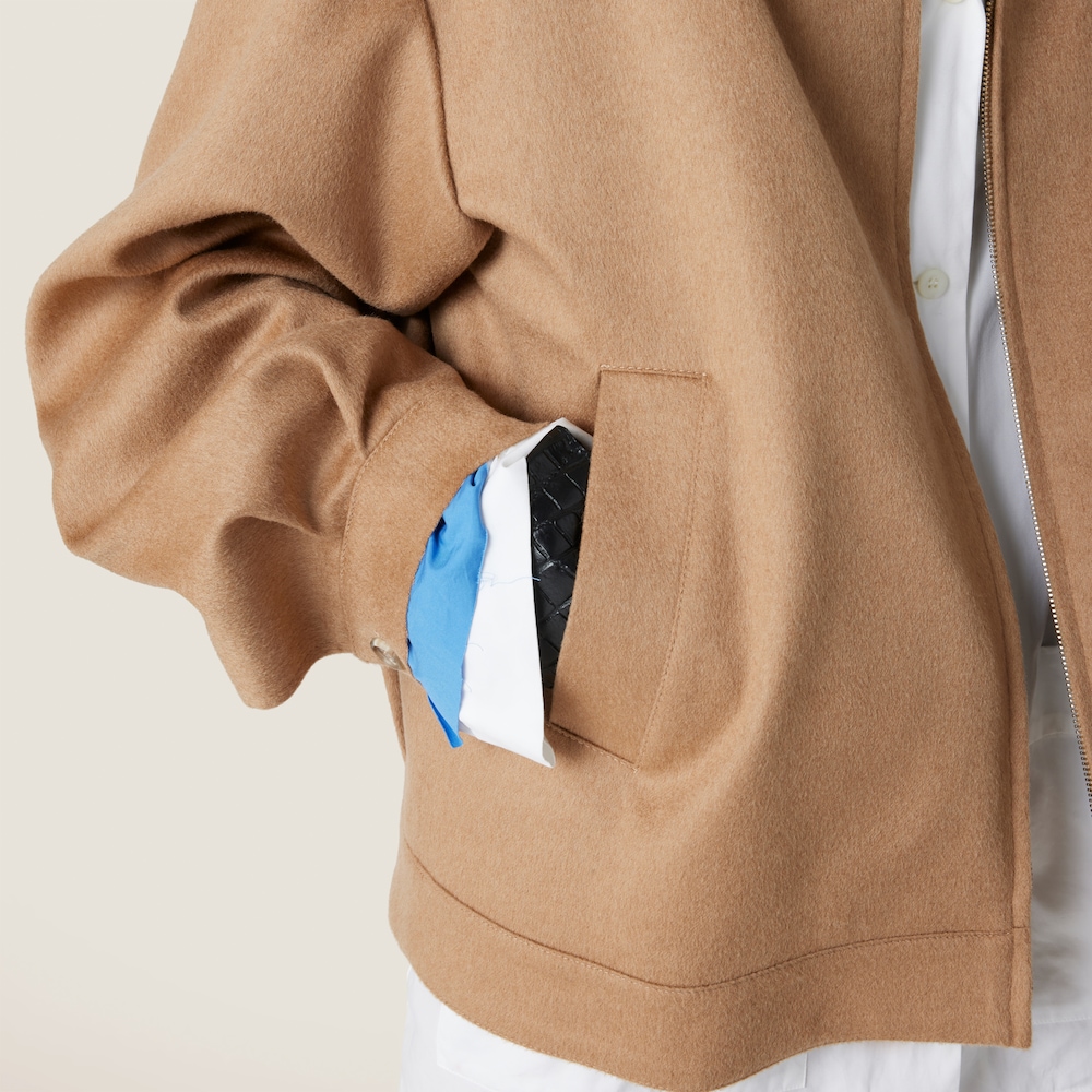 Camel-hair blouson jacket with poplin details