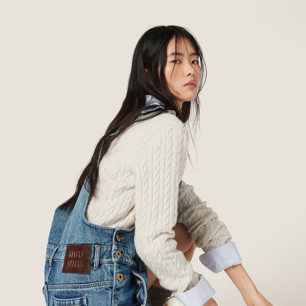 Denim bib mini-dress