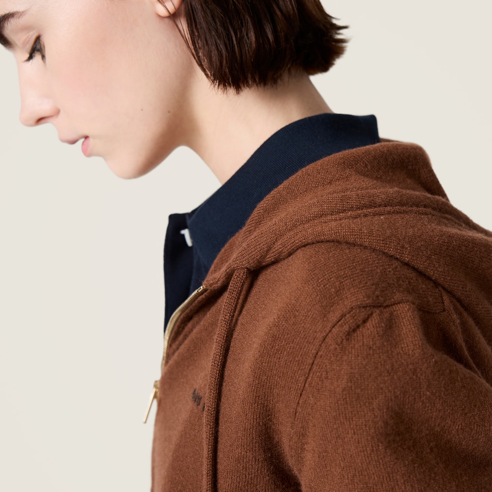 Zippered cashmere hoodie jacket