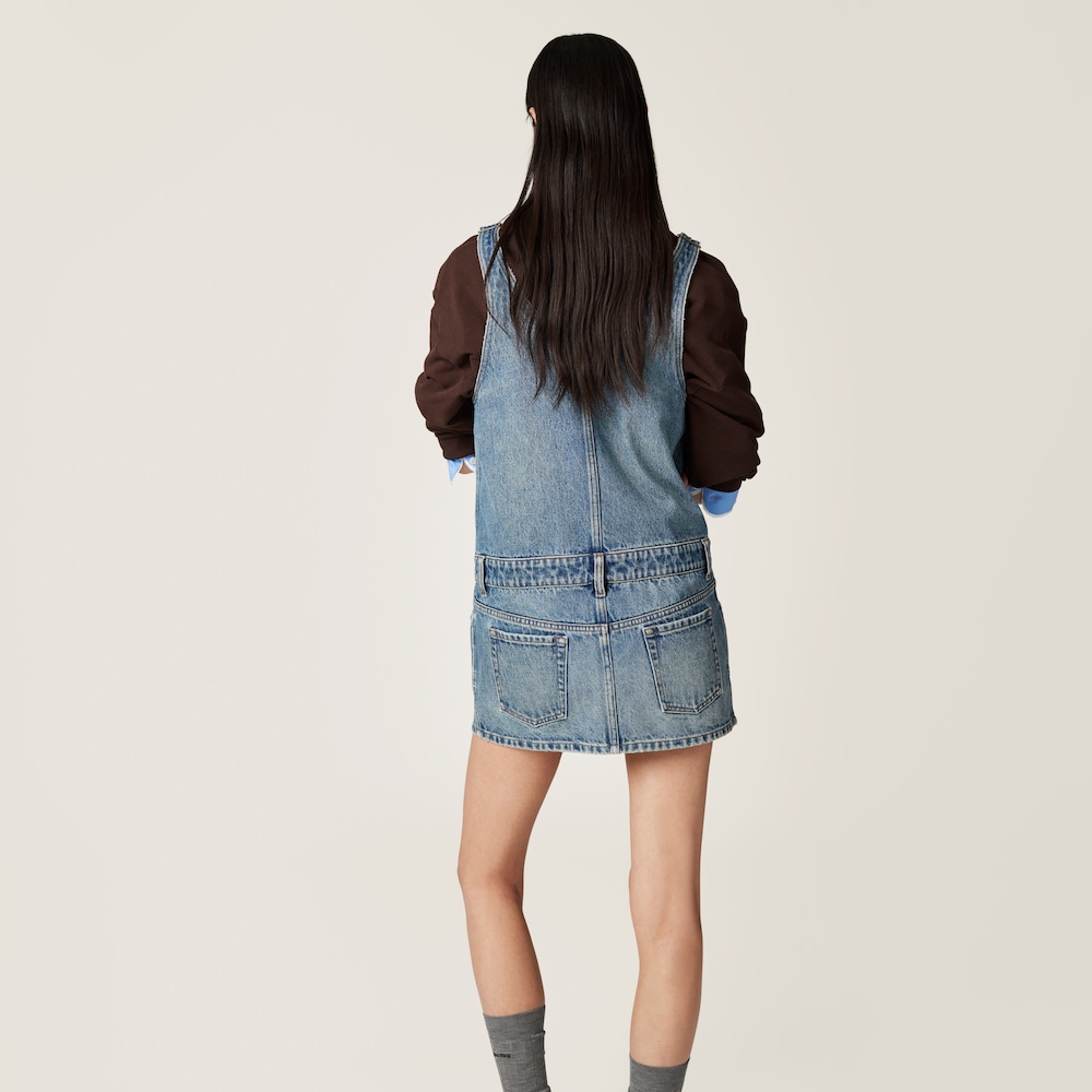 Denim and poplin zipper dress