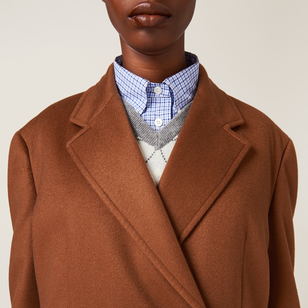 Double-breasted velour coat