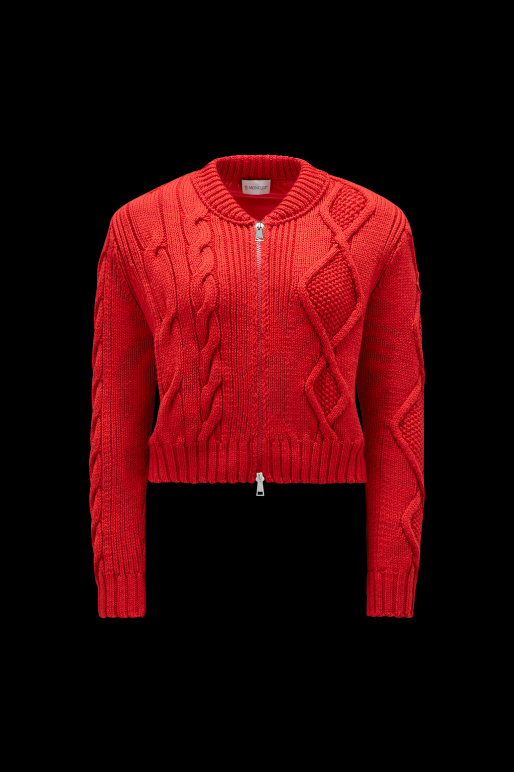 Padded Wool Zip-Up Cardigan