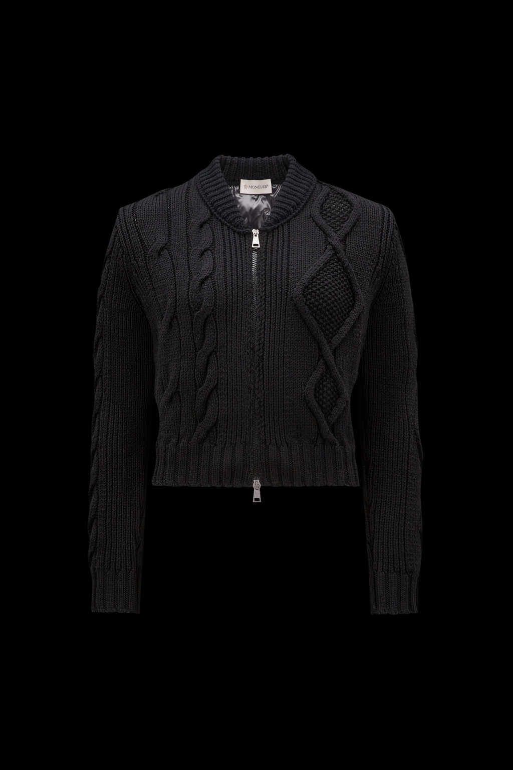 Padded Wool Zip-Up Cardigan