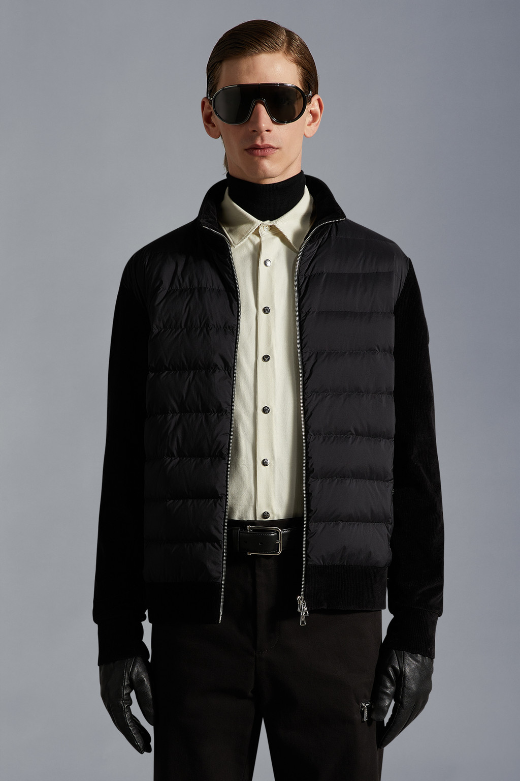 Padded Corduroy Zip-Up Sweatshirt