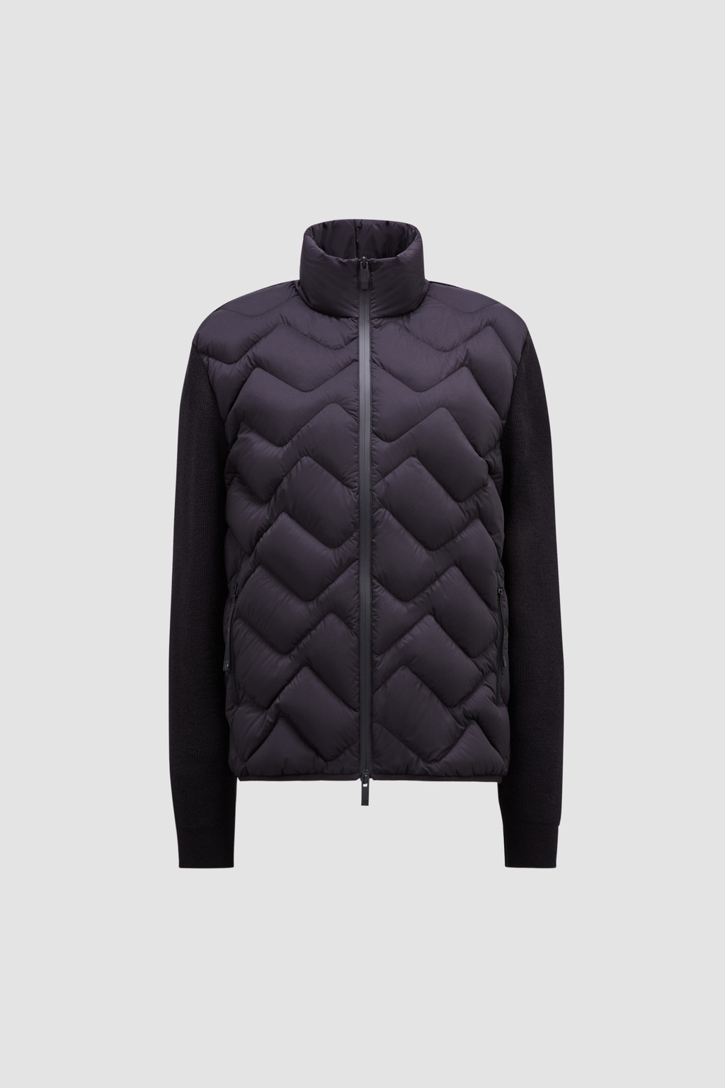 Padded Wool Blend Zip-Up Cardigan