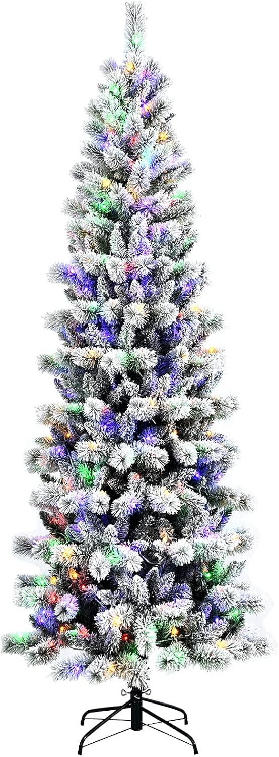 Goplus 8ft Artificial Christmas Tree, Unlit Christmas Pine Tree with 1138 PVC Branch Tips, Foldable Metal Stand, Xmas Full Tree for Indoor Home Office Decor
