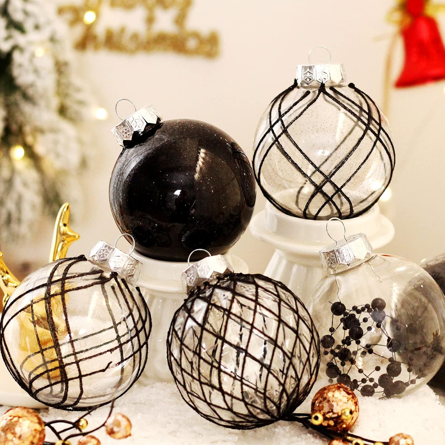Clear Plastic Christmas Ball Ornaments, 30ct 2.36 Inch Champagne Balls for Tree Decoration - Shatterproof for Holiday Wedding Party Gifts