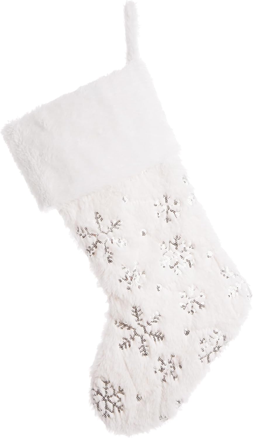 Glitzhome 19 L Handmade Hooked Dog Christmas Stocking for Family Holiday Season Party Decor