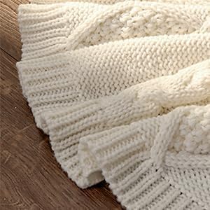 48 Inch Christmas Tree Skirt: Braided Cable Knit Tree Skirt for 7.5FT Tree, Cream White Tree Skirt, Vintage Tree Skirts, Rustic Farmhouse Christmas Decorations