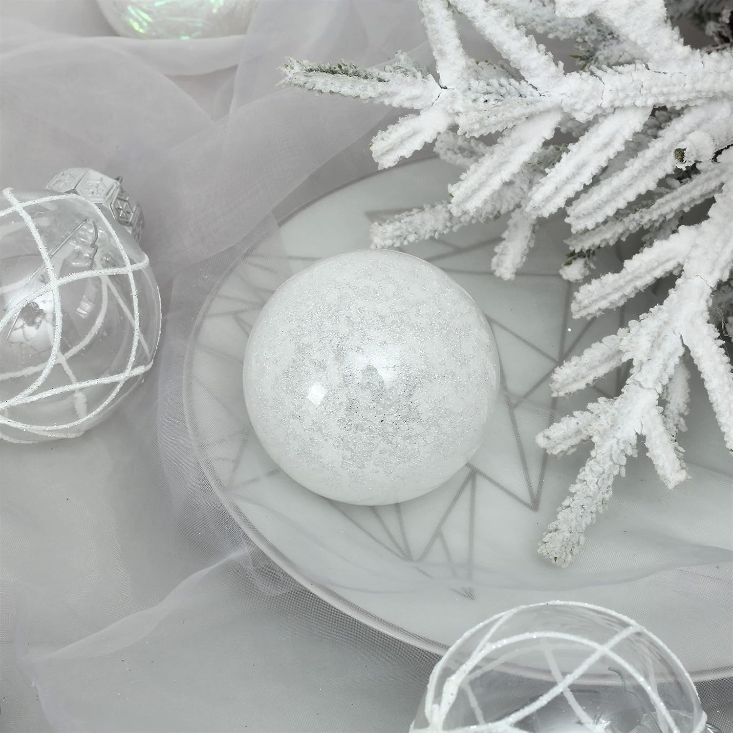 Clear Plastic Christmas Ball Ornaments, 30ct 2.36 Inch Champagne Balls for Tree Decoration - Shatterproof for Holiday Wedding Party Gifts