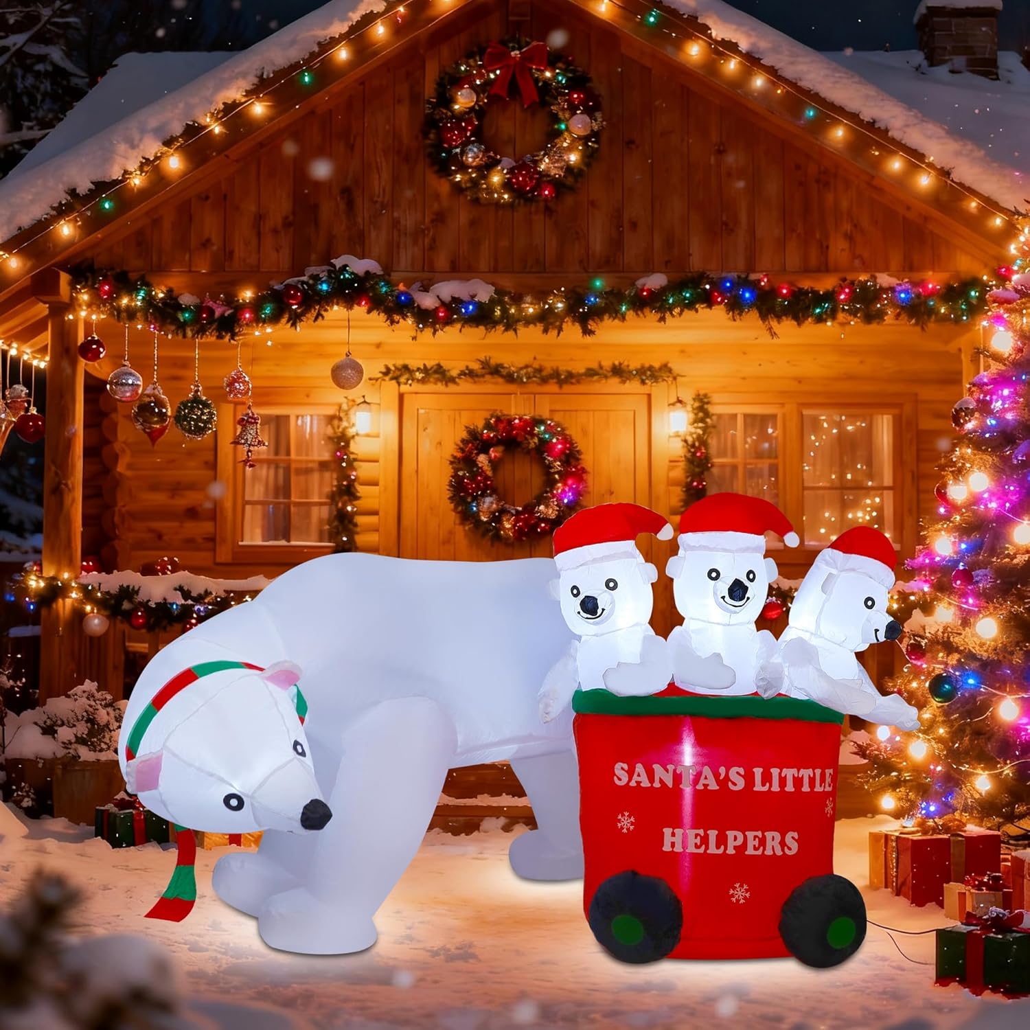 7 FT Inflatable Christmas Tree with Led Lights, Lighted Christmas Tree for Blow Up Yard Decoration, Indoor Outdoor Yard Garden Christmas Decoration