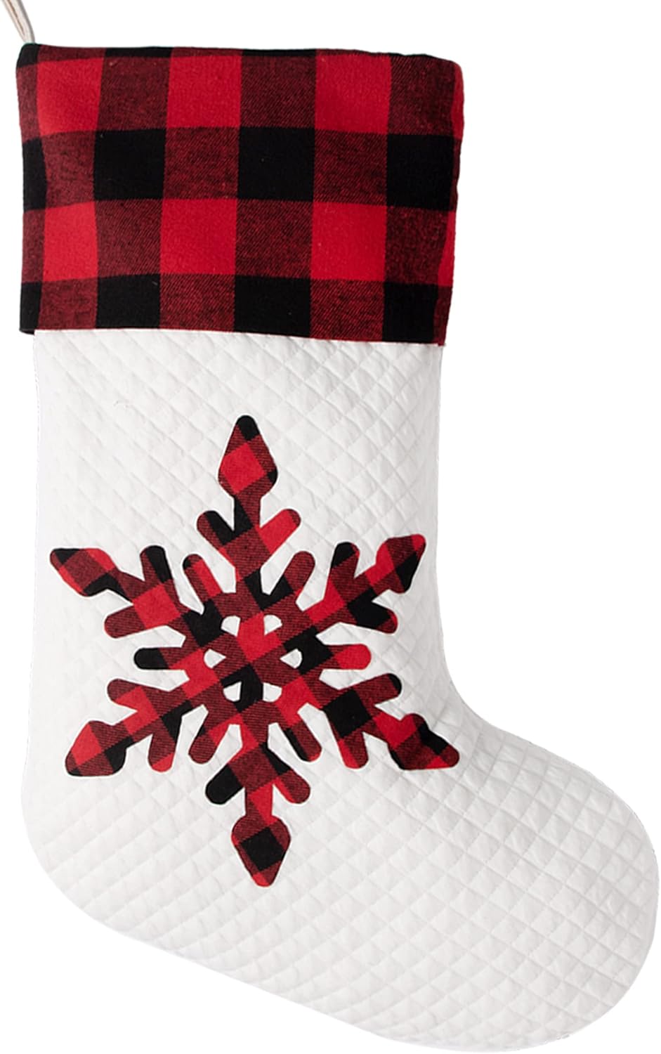 LUBOT Set of 8 Christmas Stocking(20inch) Silhouette Buffalo Red Plaid/Rustic/Farmhouse/Country Cotton Fireplace Hanging Xmas Stockings Decorations for Family Holiday Season Decor