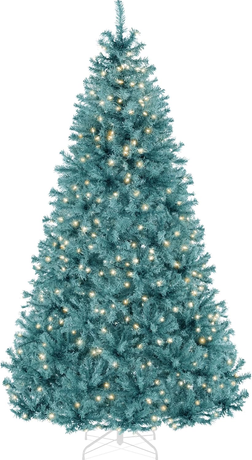 Best Choice Products 6ft Pre-Lit Christmas Tree Premium Hinged Artificial Pine Lighted Holiday Tree for Home, Office w/ 1,000 Branch Tips, 250 Lights, Metal Hinges, Foldable Base
