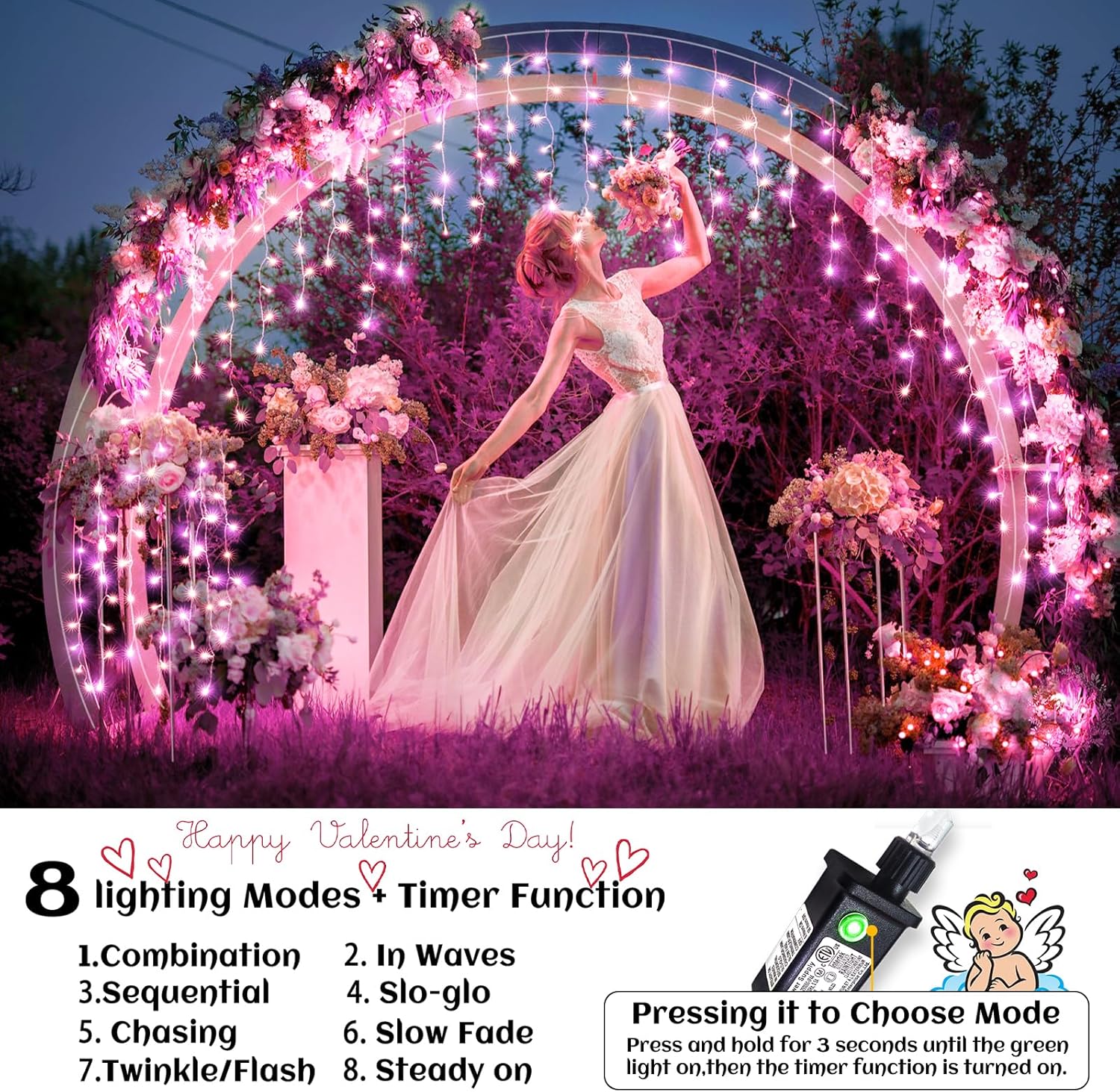 66ft Icicle Lights for Outside - 640 LED Christmas Lights Outdoor with 120 Drops 8 Modes, Plug in Twinkle Light Outside for Holiday Wedding Party Tree Room Indoor Thanksgiving Decoration, Warm White