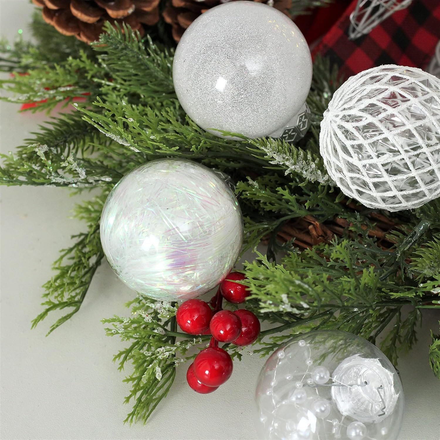 Clear Plastic Christmas Ball Ornaments, 30ct 2.36 Inch Champagne Balls for Tree Decoration - Shatterproof for Holiday Wedding Party Gifts