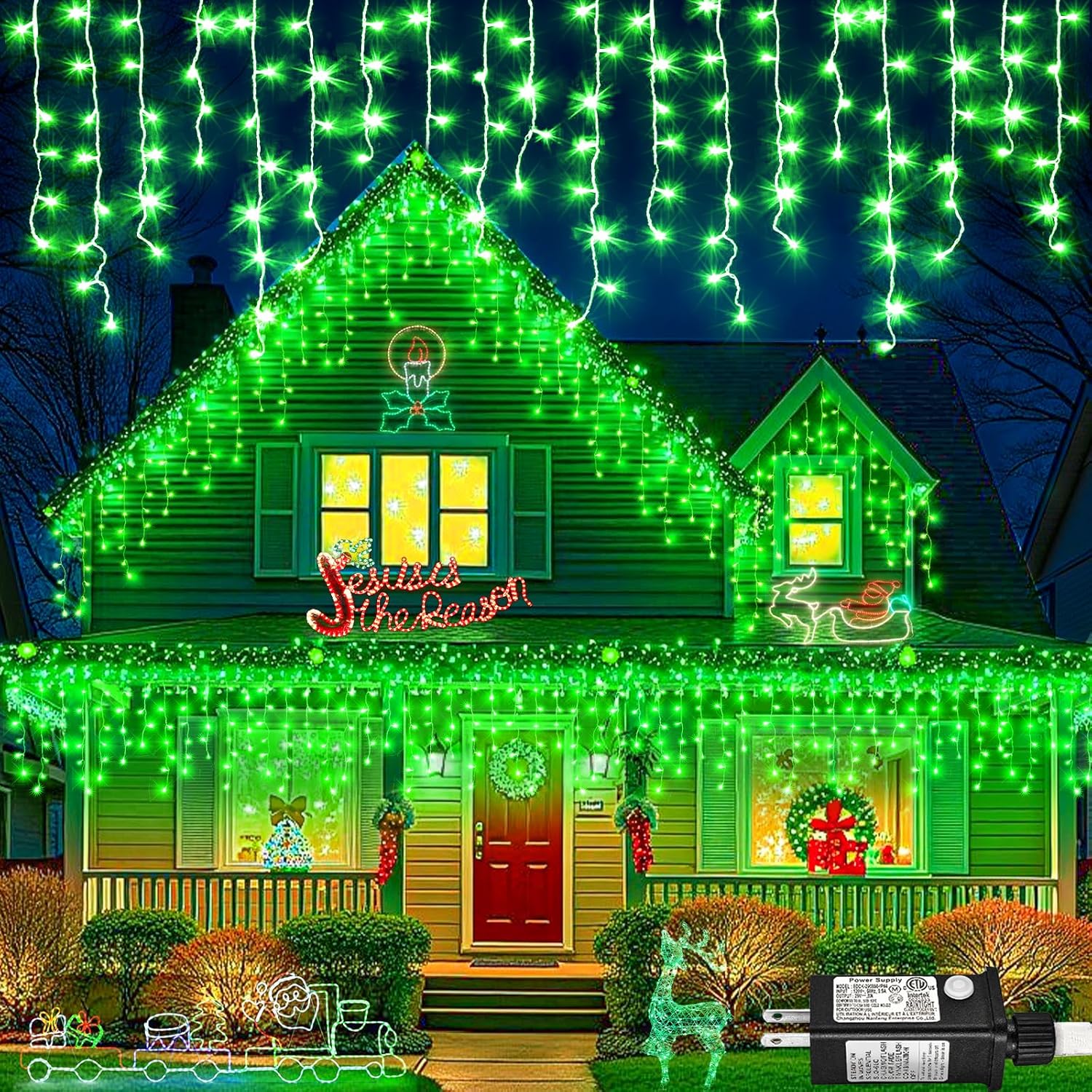 66ft Icicle Lights for Outside - 640 LED Christmas Lights Outdoor with 120 Drops 8 Modes, Plug in Twinkle Light Outside for Holiday Wedding Party Tree Room Indoor Thanksgiving Decoration, Warm White