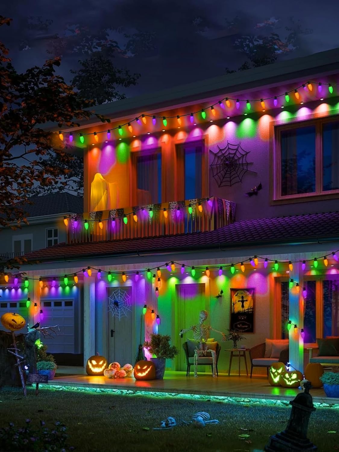 2-Pack Extentable C9 Christmas Lights Outdoor Indoor, 66 FT 100 LED Christmas String Lights Plug in with 8 Modes & Timer, Waterproof Fairy Twinkle Light for Xmas Tree Yard Decorations (Multi-Colored)