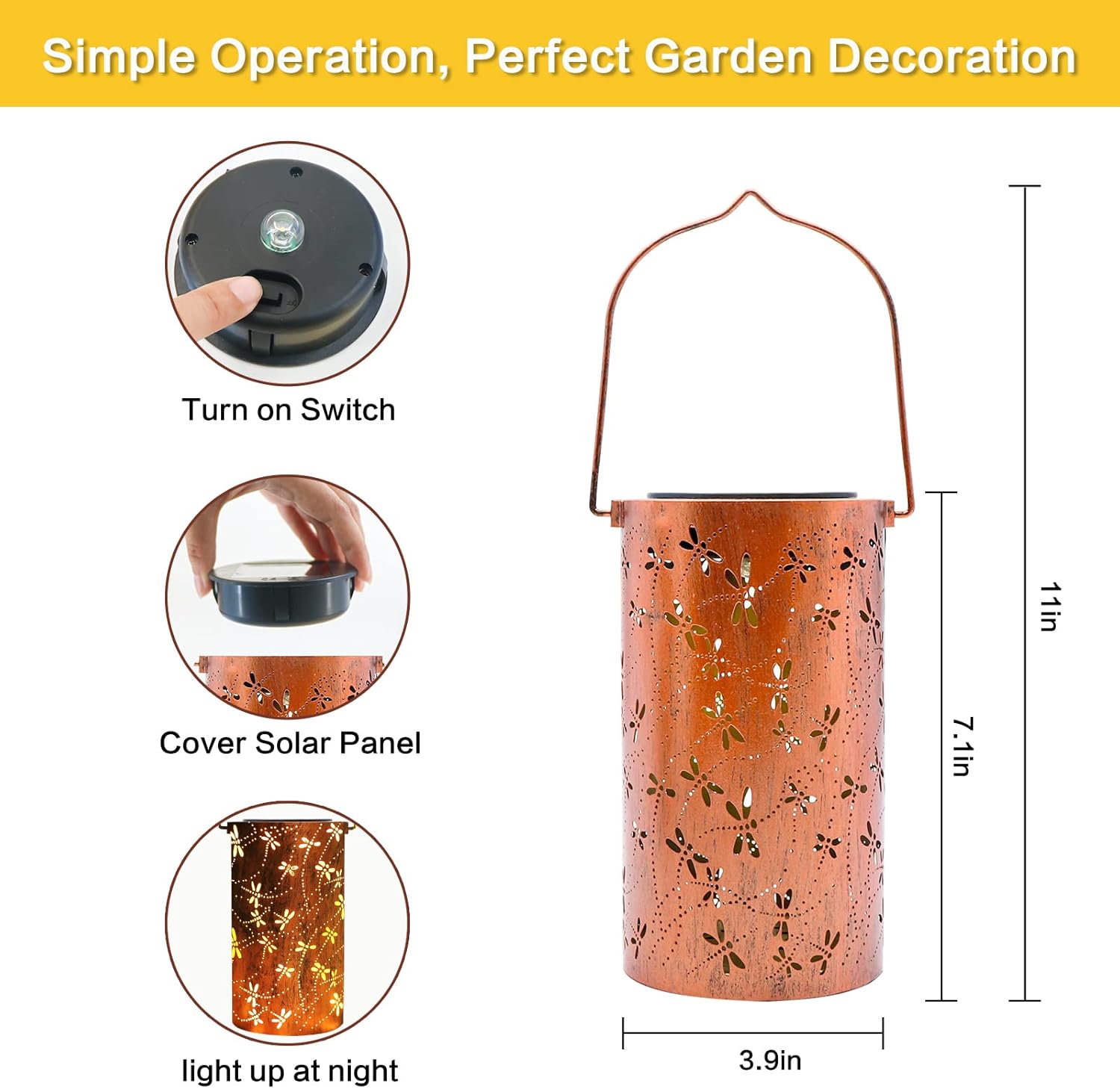 Christmas Gifts For women,Solar Lanterns Outdoor Hanging Lantern Lights, Dragonfly Hollowed-Out Metal Decor Lantern, Waterproof LED Decorative Garden Light - Delicate Garden Decoration for Patio, Yard