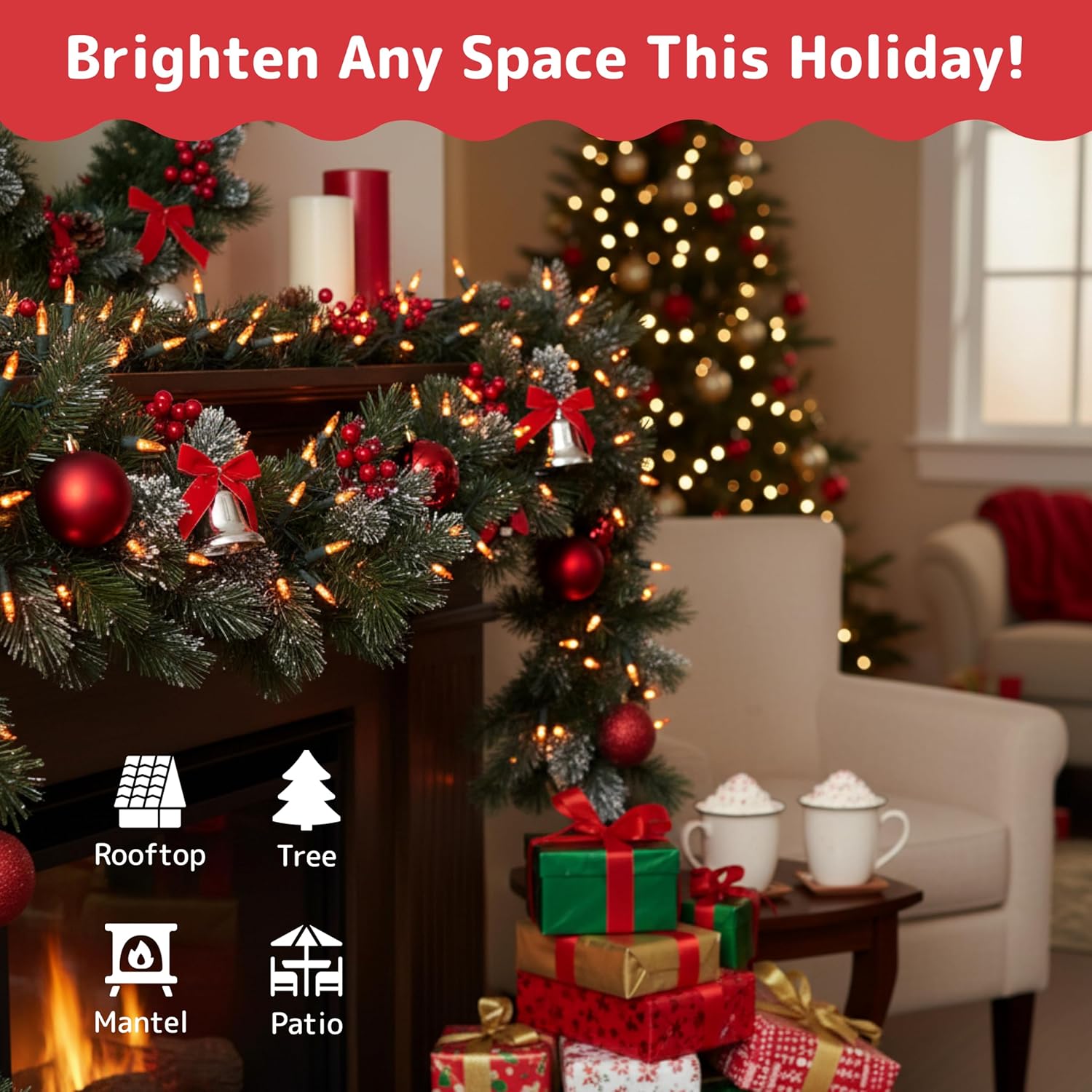 PREXTEX 100 Count Clear Christmas Lights - 20 ft Ultra Bright String Lights with Green Wire for Indoor and Outdoor Use, Christmas Trees, Holidays, Patios and Garden