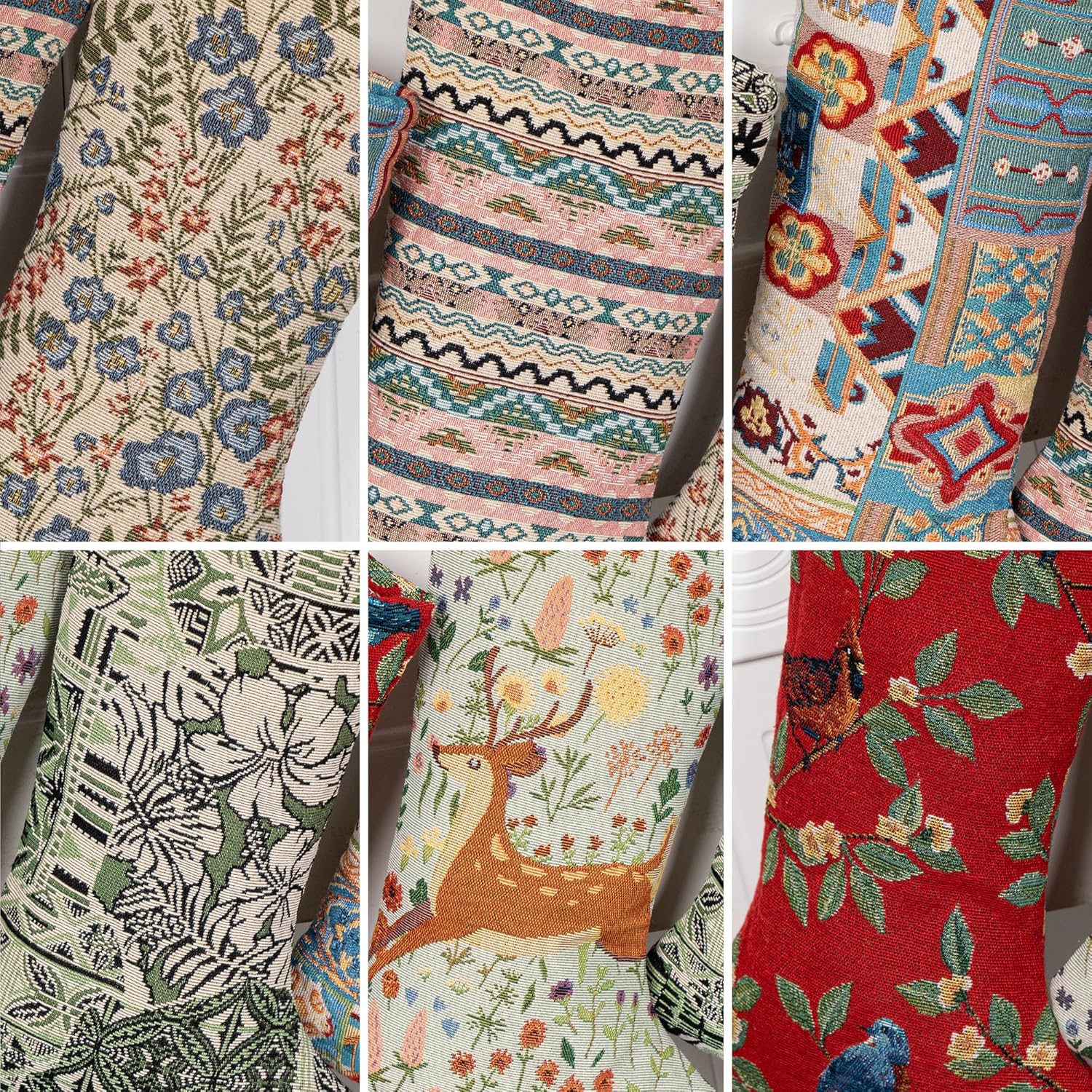 LUBOT Set of 8 Christmas Stocking(20inch) Silhouette Buffalo Red Plaid/Rustic/Farmhouse/Country Cotton Fireplace Hanging Xmas Stockings Decorations for Family Holiday Season Decor