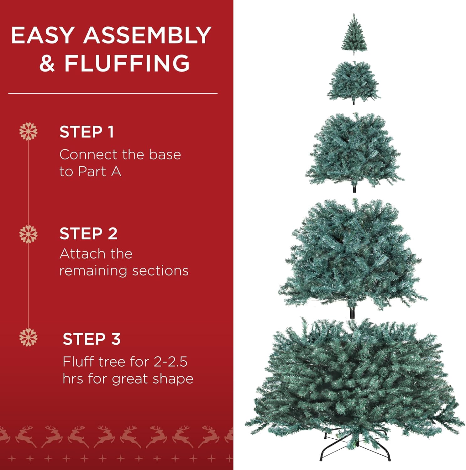 Best Choice Products Artificial Christmas Tree, 6ft Premium Pre-Lit Realistic Spruce Holiday Décor w/Dense Branches, Metal Base - Green Spruce