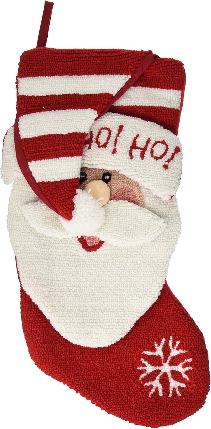Glitzhome 19 L Handmade Hooked Dog Christmas Stocking for Family Holiday Season Party Decor