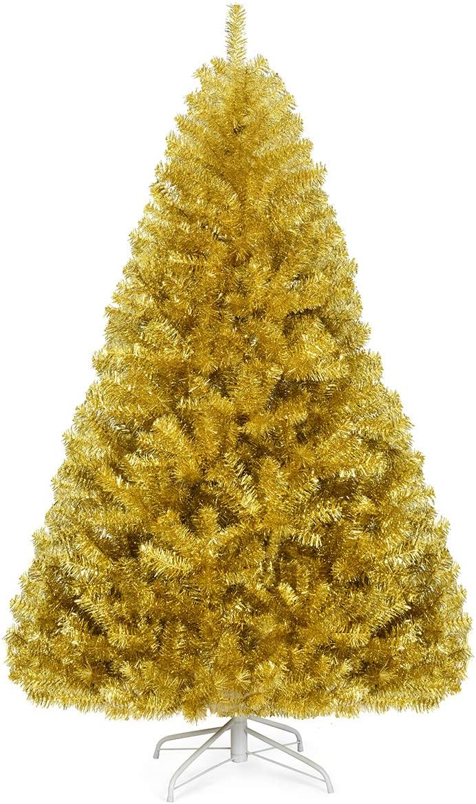 Goplus 8ft Artificial Christmas Tree, Unlit Christmas Pine Tree with 1138 PVC Branch Tips, Foldable Metal Stand, Xmas Full Tree for Indoor Home Office Decor