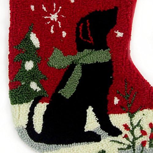 Glitzhome 19 L Handmade Hooked Dog Christmas Stocking for Family Holiday Season Party Decor