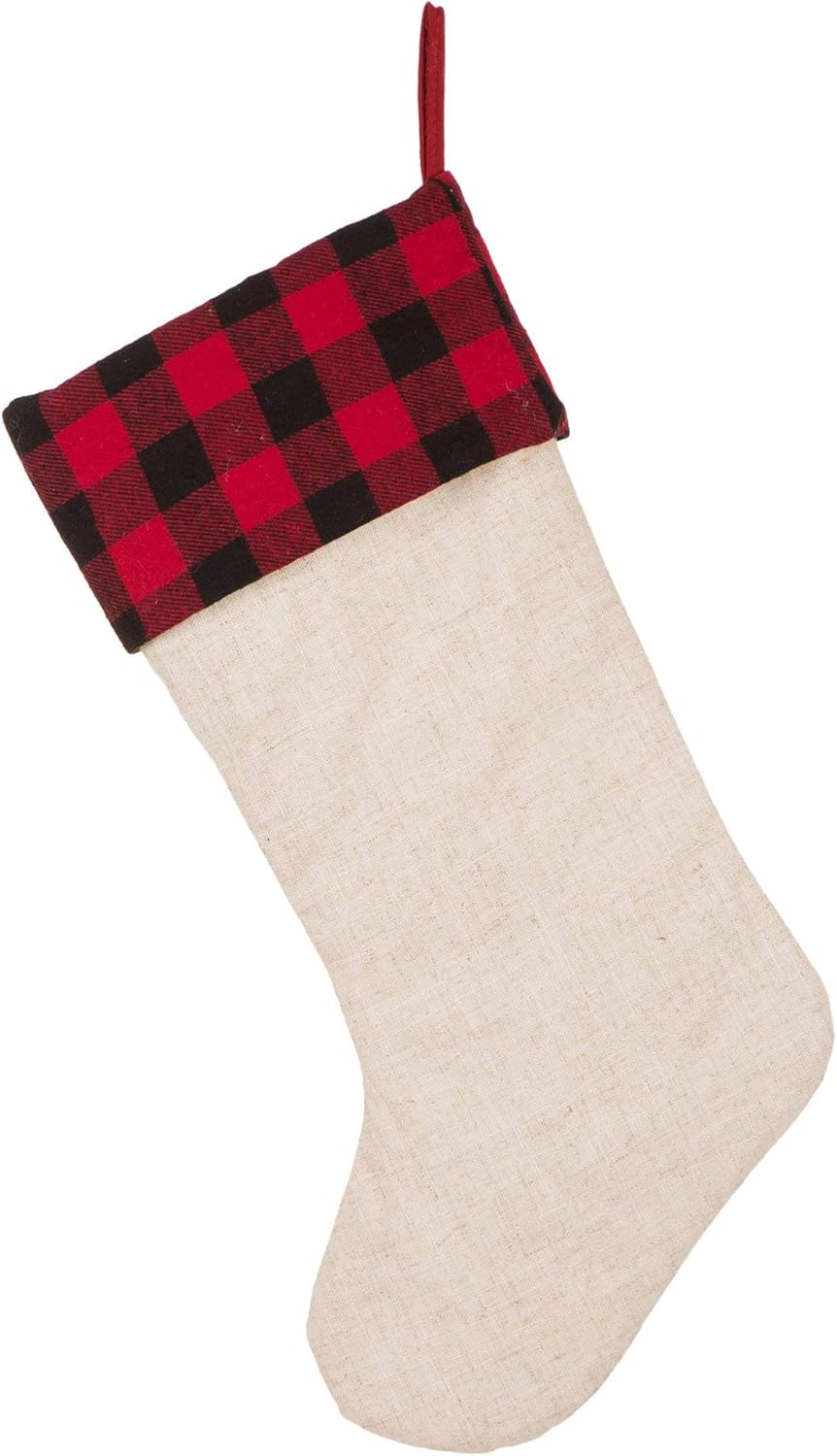 Glitzhome 19 L Handmade Hooked Dog Christmas Stocking for Family Holiday Season Party Decor