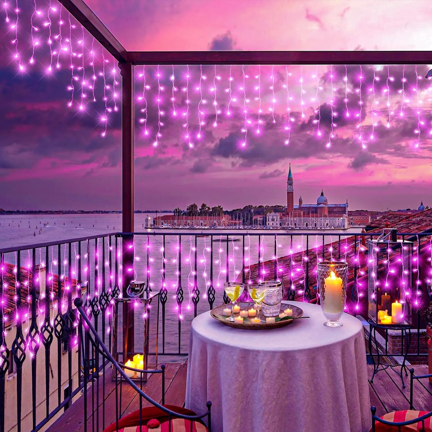 66ft Icicle Lights for Outside - 640 LED Christmas Lights Outdoor with 120 Drops 8 Modes, Plug in Twinkle Light Outside for Holiday Wedding Party Tree Room Indoor Thanksgiving Decoration, Warm White