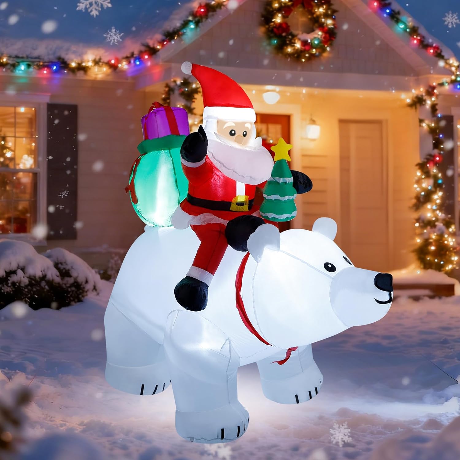 7 FT Inflatable Christmas Tree with Led Lights, Lighted Christmas Tree for Blow Up Yard Decoration, Indoor Outdoor Yard Garden Christmas Decoration