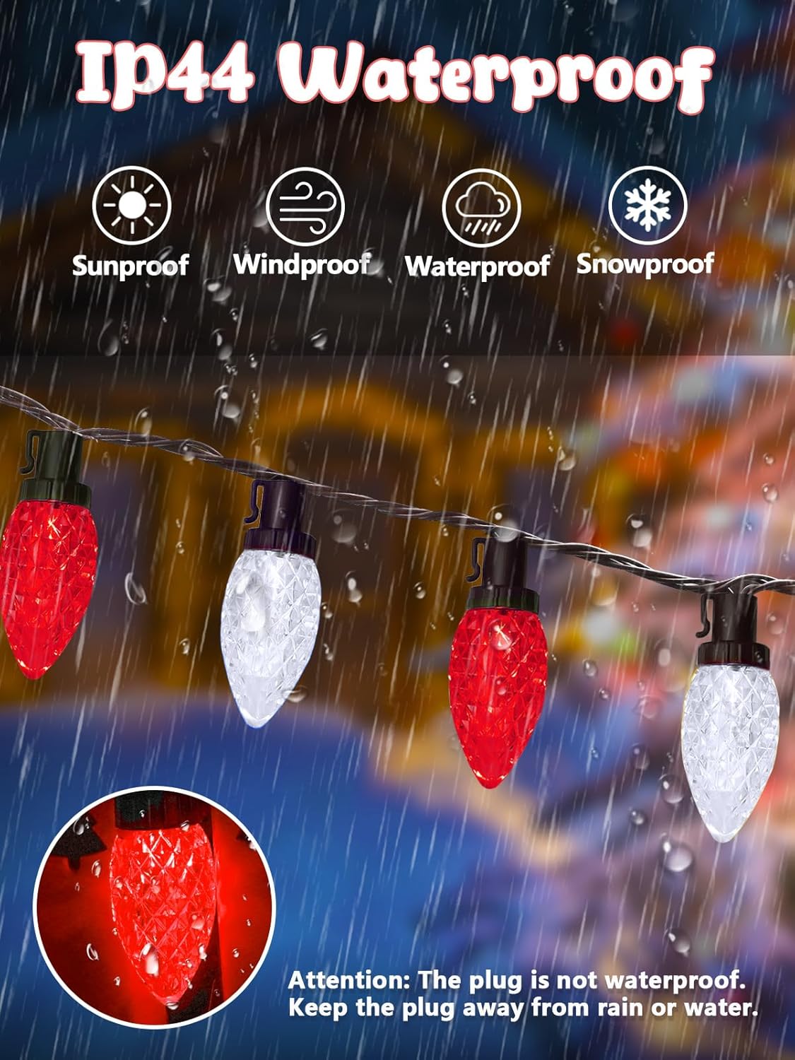 2-Pack Extentable C9 Christmas Lights Outdoor Indoor, 66 FT 100 LED Christmas String Lights Plug in with 8 Modes & Timer, Waterproof Fairy Twinkle Light for Xmas Tree Yard Decorations (Multi-Colored)