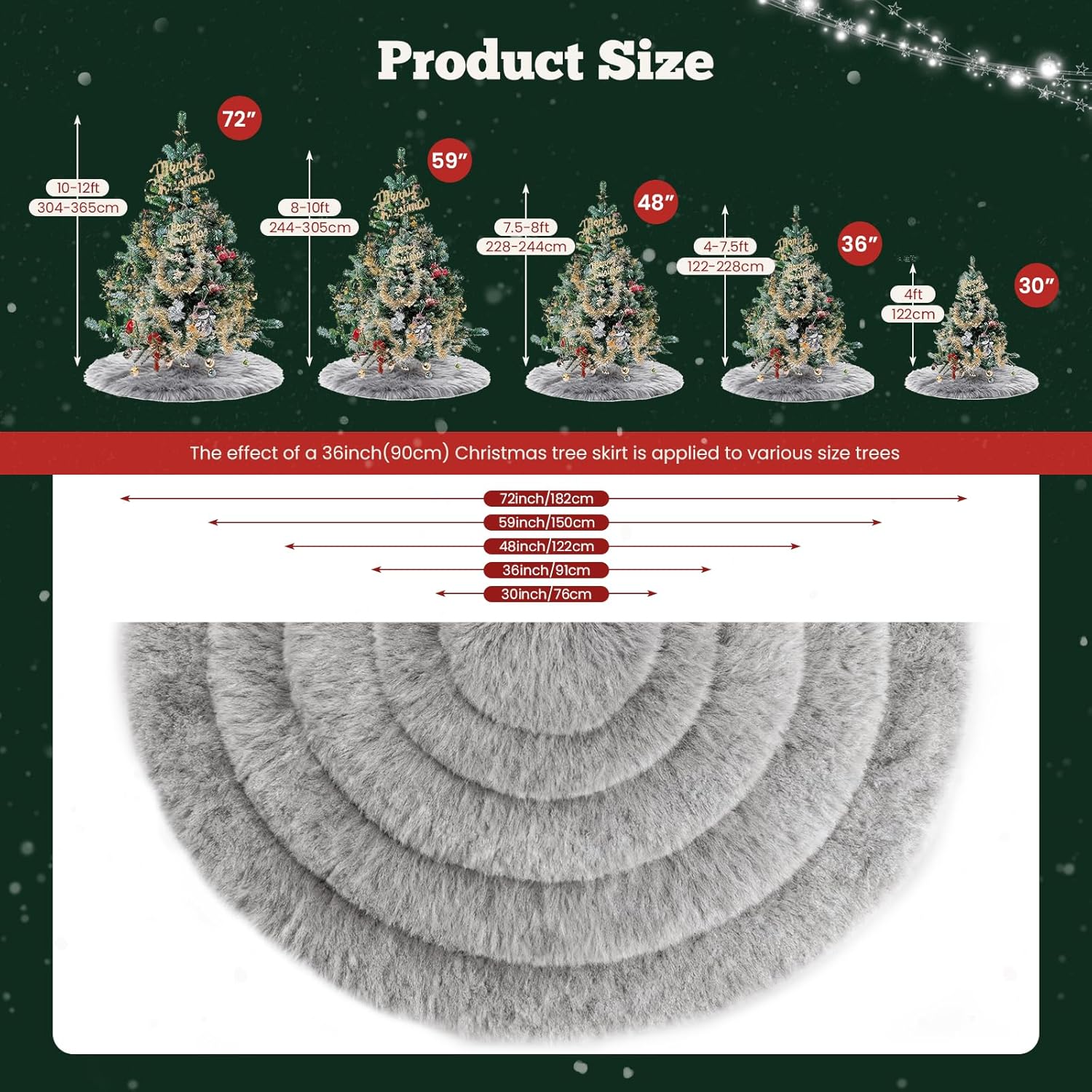 Christmas Tree Skirt 36 inch Wool Fur White Tree Skirt Small Snowy White Plush Velvet Tree Skirt Party Christmas Tree Decoration