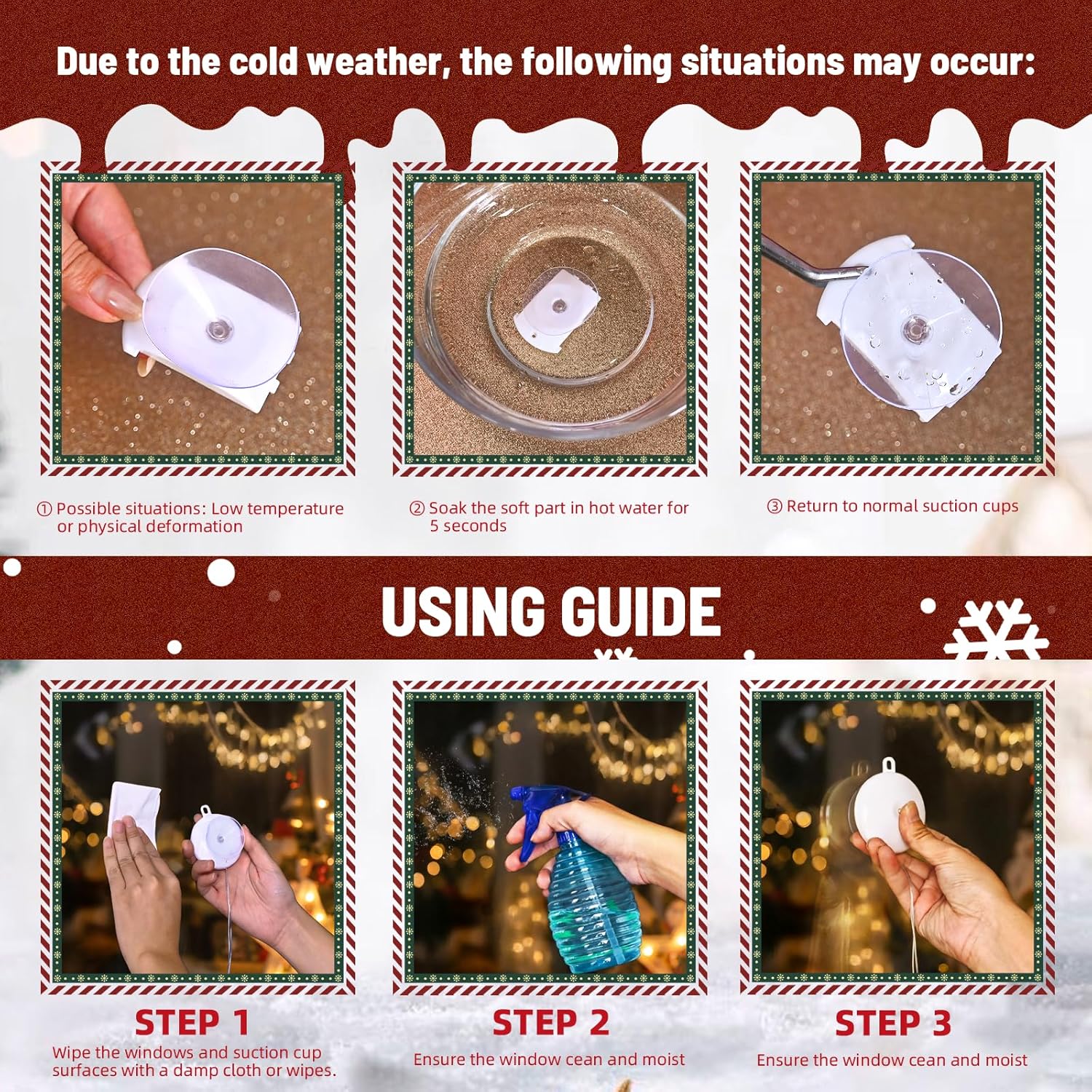 LYUBASA 3Pack Christmas Window Lights Decorations with Timer, Battery Powered Christmas Hanging White Lighted Snowflake Shaped LED Sucker for Xmas Lamp Tree Fireplace Indoor Decor