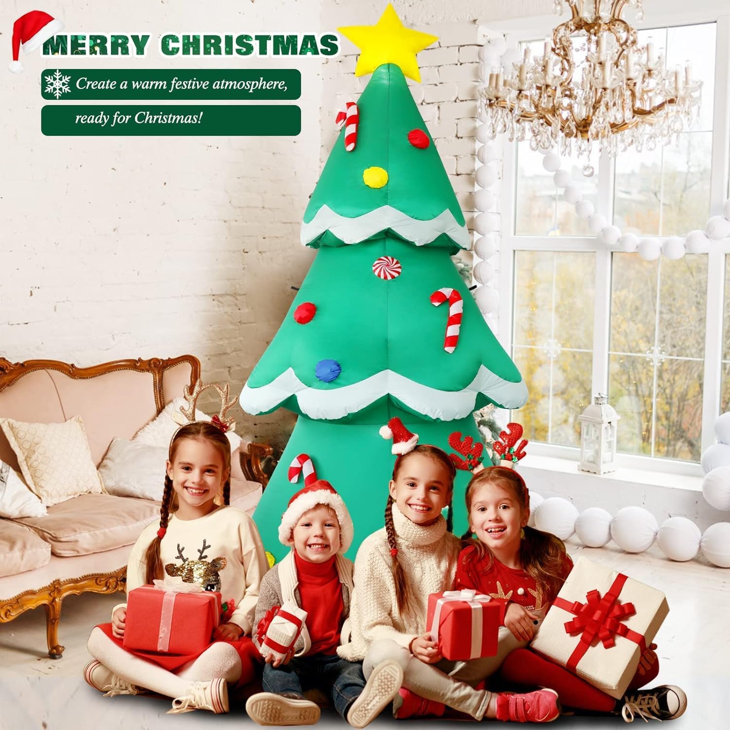 7 FT Christmas Inflatables Snowman Outdoor Yard Decorations, Christmas Blow up Snow Man with LED Lights & Black Hat, Winter Outside Decor for Holiday Party Patio Garden Lawn, Xmas New Year Kids Gifts