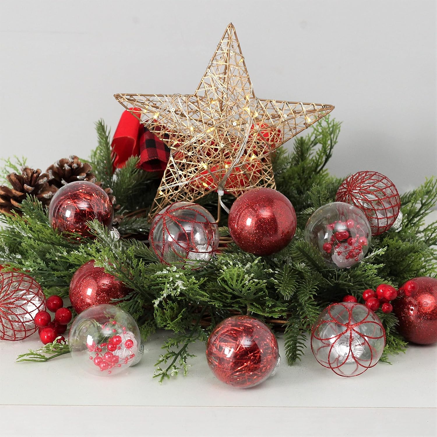 Clear Plastic Christmas Ball Ornaments, 30ct 2.36 Inch Champagne Balls for Tree Decoration - Shatterproof for Holiday Wedding Party Gifts