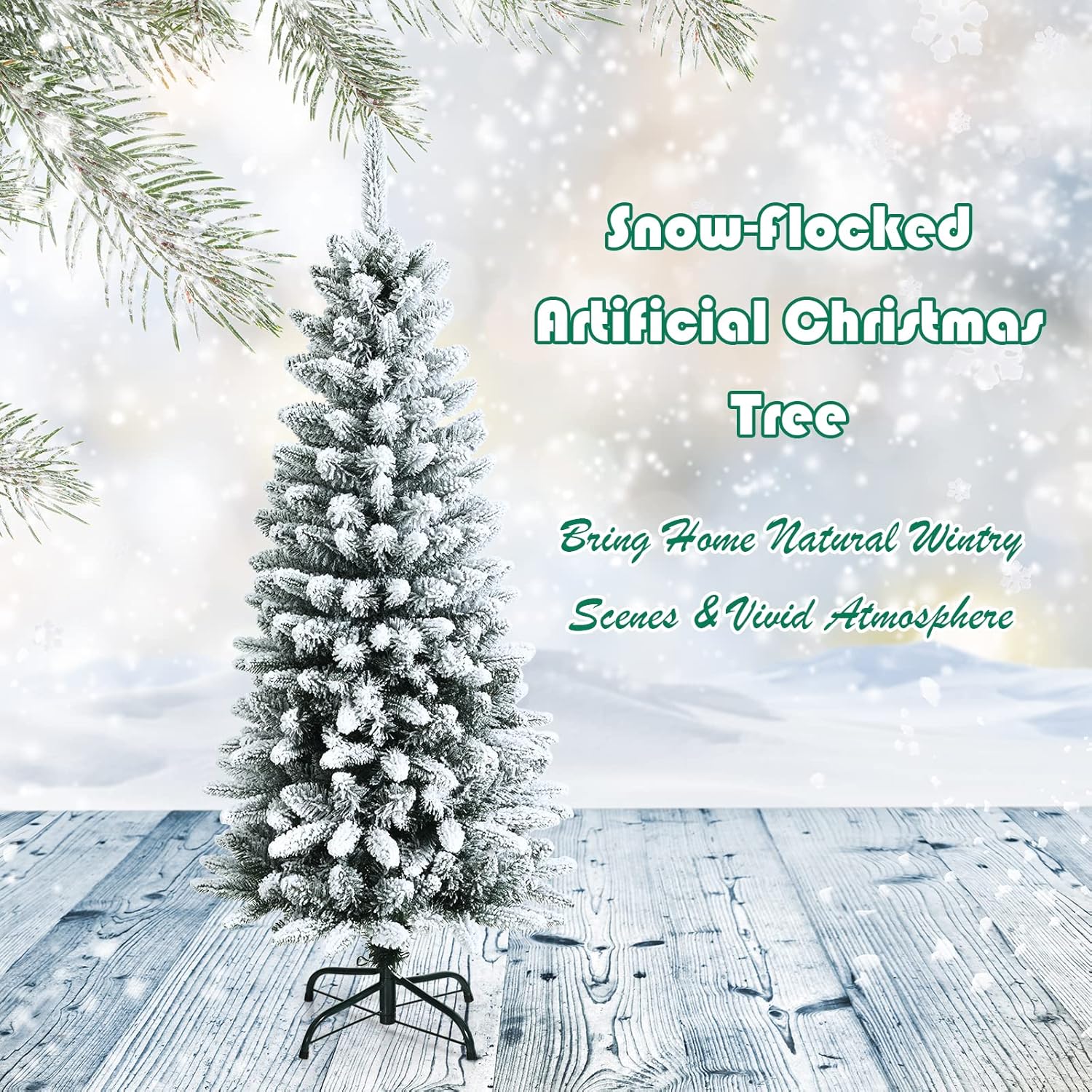 Goplus 8ft Artificial Christmas Tree, Unlit Christmas Pine Tree with 1138 PVC Branch Tips, Foldable Metal Stand, Xmas Full Tree for Indoor Home Office Decor