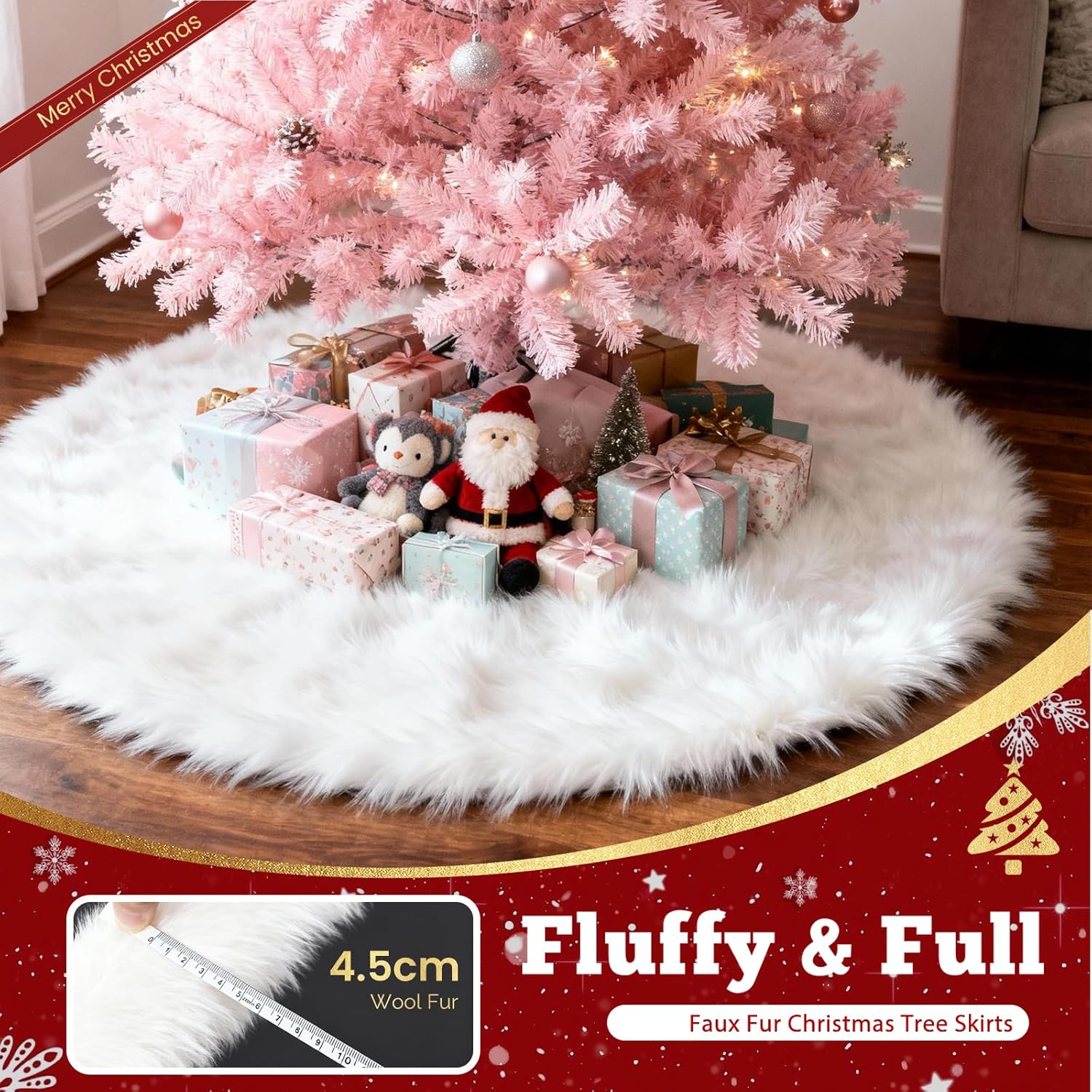Christmas Tree Skirt 36 inch Wool Fur White Tree Skirt Small Snowy White Plush Velvet Tree Skirt Party Christmas Tree Decoration