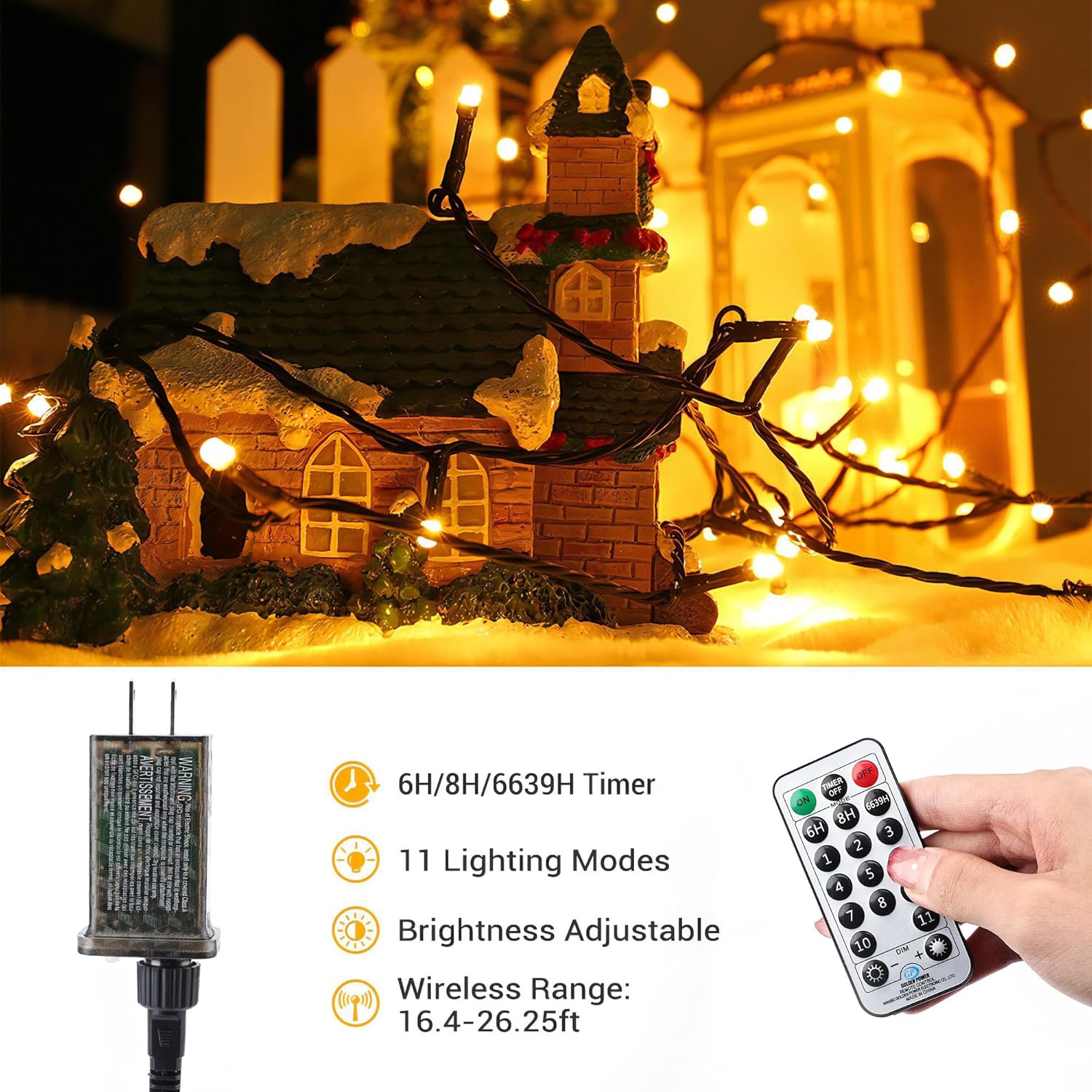 Brizled Color Changing Christmas Lights, 65.67ft 200 LED Cool White & Multicolor Christmas Lights, 11 Modes Remote Dimmable 29V Safe Adapter Outdoor Christmas Tree Lights String for Xmas Party Tree