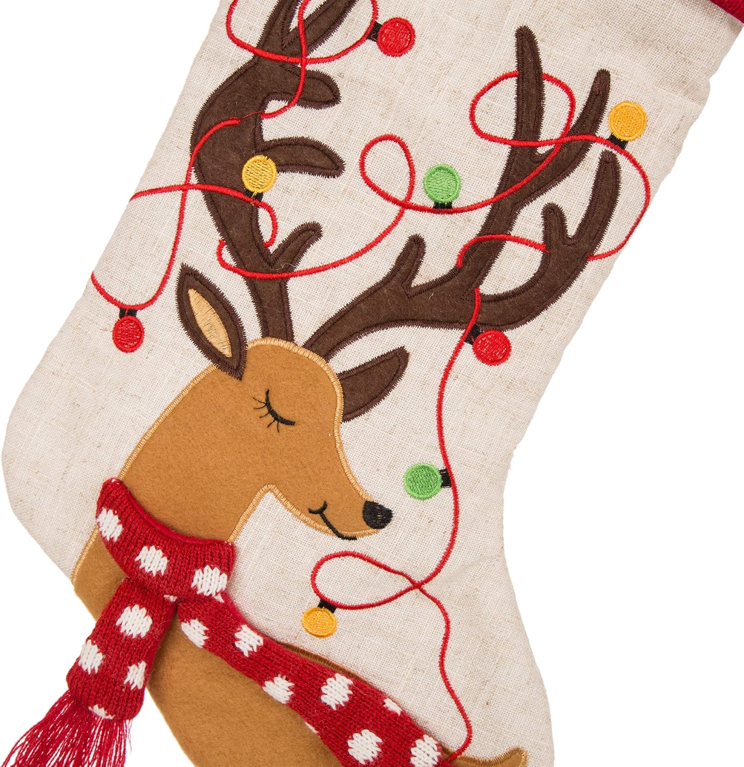 Glitzhome 19 L Handmade Hooked Dog Christmas Stocking for Family Holiday Season Party Decor